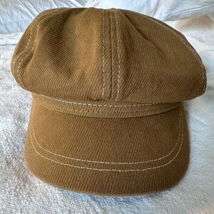 Free People Bowery Slouchy Lieutenant Hat Brown Cotton Newsboy Cap